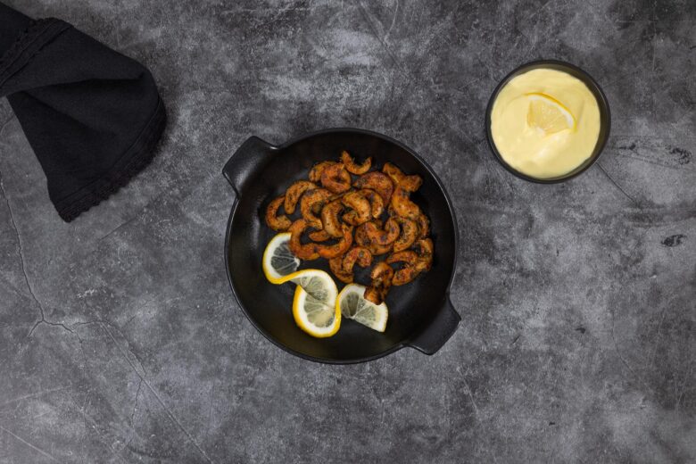 vegane knoblauch shrimps von oben