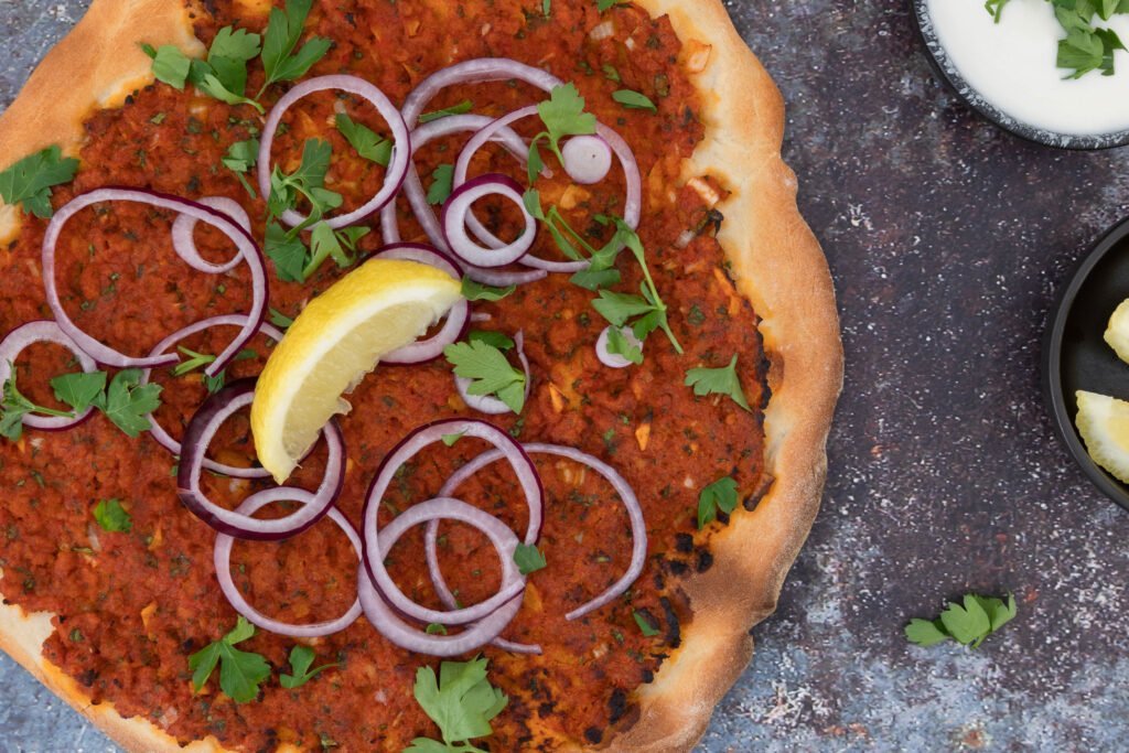 Lahmacun vegan von oben fotografiert