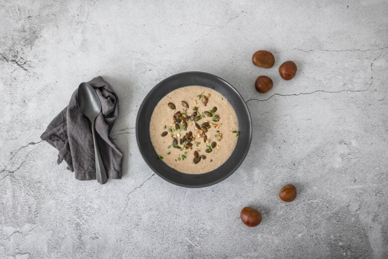 Vegane Marroni Pilz Suppe mit Marronen