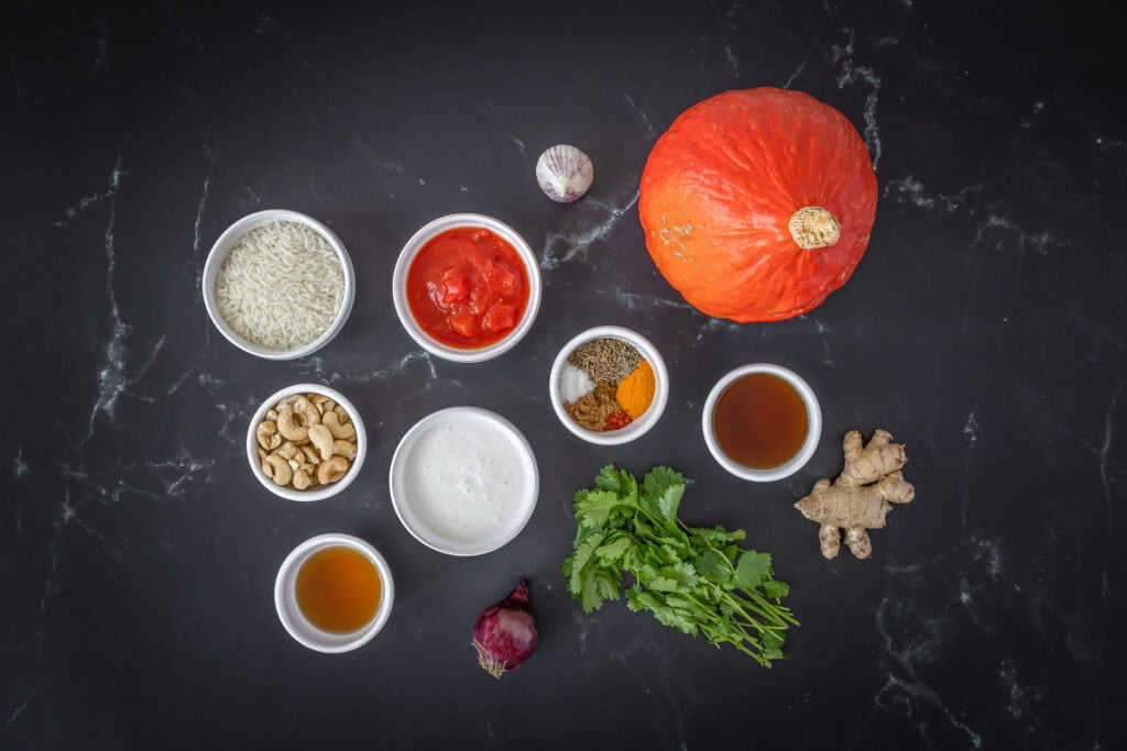 Veganes Kuerbis Curry Zutaten - Kuerbis Gewuerze