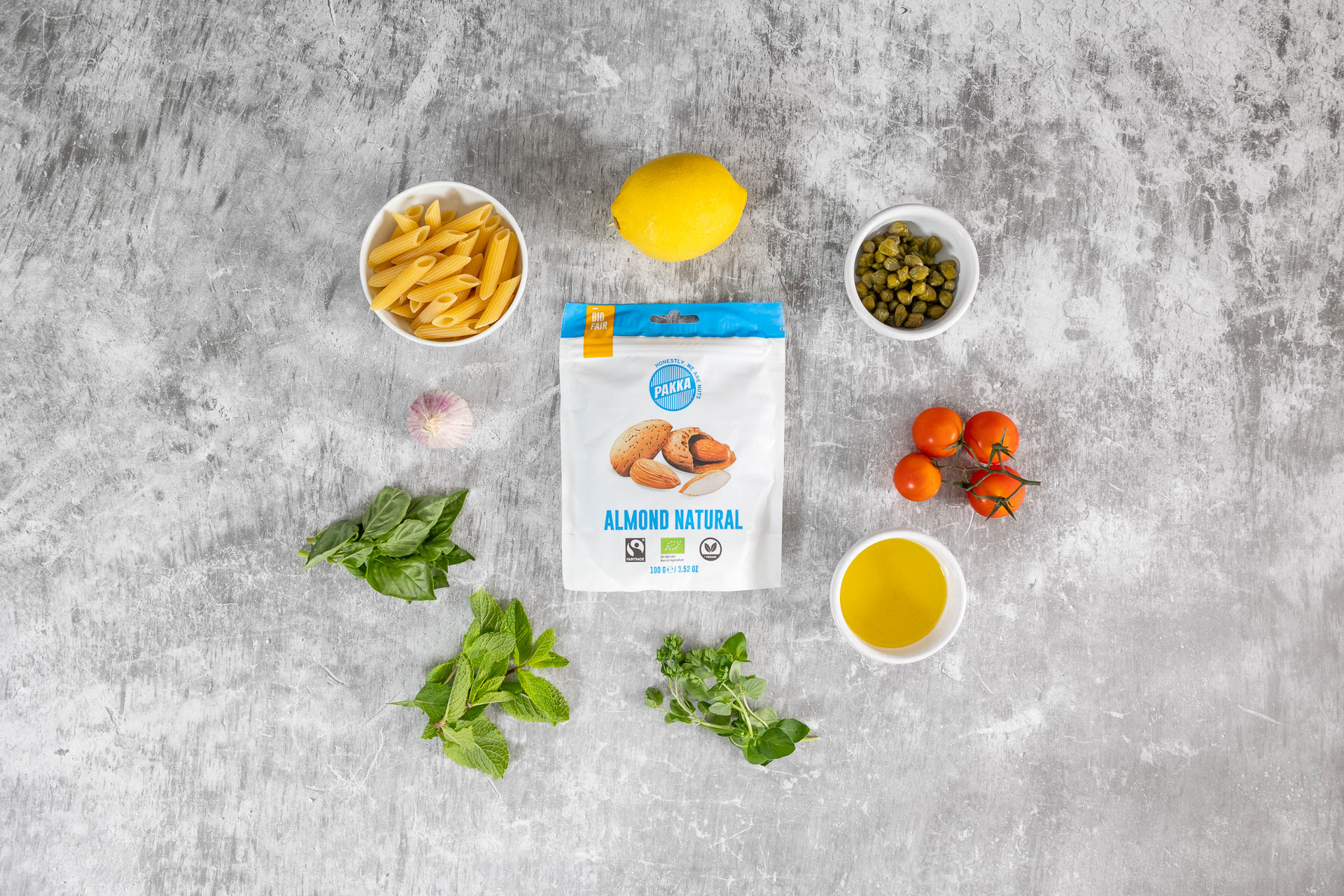 Penne mit Mandel-Pfefferminz-Pesto Penne mit Mandel-Pfefferminz-Pesto