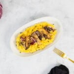 Polenta mit Kraeuterseitlingen und Chicorino Rosso