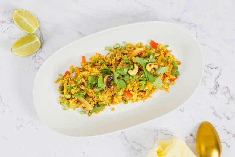 Curry Fried Rice mit Gemüse-vegan